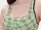 Reggiseno sportivo senza fili traspirante in cotone con retro di bellezza scozzese donna Y...