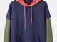 Felpe con cappuccio da uomo casual allentate con maniche da dottore colorblock patchwork c...