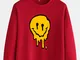 Felpe pullover allentate casual con stampa sul petto con sorriso divertente da uomo