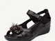 Sandali con zeppa ad anello in pelle fiore Gancio peep toe