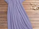 Maxi abito casual manica corta scollo a V tinta unita Plus