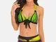 Plus Taglia Donna Colorful Costume da bagno bikini senza schienale con allacciatura sul da...