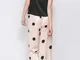 Pigiama da donna Set da notte con spalline in pizzo liscio e slip lungo a pois