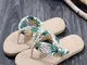 Womens Clip Toe Floral Massaggio Pantofole da spiaggia suole