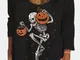 T-shirt casual da donna con scollo a manica lunga stampata di Halloween