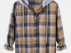 Camicie con cappuccio casual con coulisse a maniche lunghe in tartan da uomo