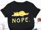 T-shirt con scollo a manica corta stampata con lettera di gatto dei cartoni animati per do...