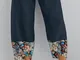 Tasche patchwork stampate pesce elastico in vita Pantaloni con tasche per le donne