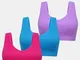 3Pcs Plus Reggiseni t-shirt sportivi traspiranti per donna tinta unita senza fili