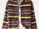 Camicie casual da uomo in velluto a coste con stampa a righe orizzontali Colorful
