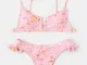 Costume da bagno carino con stampa a fungo Bikini con balze e fibbia posteriore