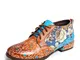 SOCOFY Retro Floral Modello Cucitura Vera Pelle Scarpe piatte stringate con cerniera