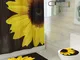 Set di tappeti antiscivolo per bagno con tenda da doccia stampata serie girasole