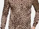 Colletto rovesciato stampato leopardato casual da uomo Sottile Manica lunga adatta Camicia