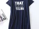 Camicia da notte da donna Softies Plus Pigiama casual a maniche corte con stampa di letter...