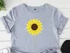 T-shirt da donna a maniche corte con stampa girasole sciolto