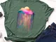 T-shirt da donna a maniche corte con stampa Rainbow Rain