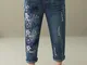 Vita con coulisse ricamata a fiori vintage Jeans