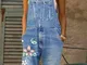 Tuta da donna con spalline floreali ricamate