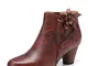 SOCOFY Retro Flower Vera Pelle Stivaletti eleganti comodi e indossabili con tacco grosso