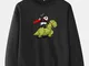 Uomo Panda Dinosaur Print Crew Collo Felpe con spalle basse in cotone