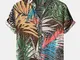 Camicie a maniche corte con stampa digitale tropicale hawaiana casual da uomo