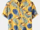 Camicie da uomo a maniche corte casual a stampa floreale e foglie tropicali da uomo