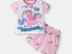 Set di abbigliamento casual a maniche corte con stampa unicorno da ragazza per 1-7 anni