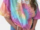 T-shirt allentata a maniche corte con stampa floreale tie dye