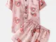 Set pigiama da donna in finta seta set da salotto corto traspirante liscio con stampa avoc...