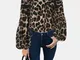 Manica lunga con stampa leopardata Plus taglia Camicia