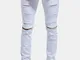 Cerniera per uomo Jeans con cerniera per fori skinny hip hop strappati