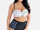 Plus Size Push Up Bikini a pois a vita alta senza schienale Costumi da bagno sexy per le d...