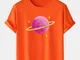 Uomo 100% cotone Rosa T-shirt casual stampata con pianeti