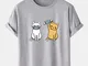 T-shirt casual da uomo 100% cotone con stampa divertente gatto