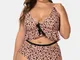 Canotta donna a vita alta Plus Costumi da bagno Leopard Flounce Trim