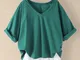 Camicetta casual da donna manica 3/4 con scollo a V tinta unita