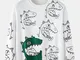 Mens Cotton Cartoon Animal Print Crew Collo Felpe pullover casual