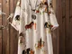 Chinese Horses Print 3/4 Sleeeve Plus Abito taglia
