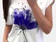 T-shirt casual a manica corta con scollo a O stampato floreale