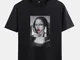 T-shirt da uomo divertenti Kuso Mona Lisa Olio con stampa O-Collo