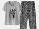 Pigiama da donna in cotone morbido set Plus taglia cavallo stampa maniche corte casual est...