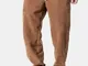 Harem a vita media con coulisse in cotone tinta unita in velluto a coste da uomo Pantaloni