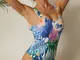 Stampa One Pezzo Costumi da bagno U Indietro Spallacci larghi Costumi da bagno donna