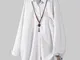 Bottone bavero vintage in cotone Plus taglia Camicia