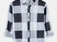 Camicie casual a maniche lunghe abbottonate con colletto scozzese da uomo