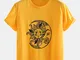 T-shirt a maniche corte con stampa totem divertente Sun Moon da uomo