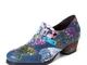 SOCOFY Retro fiori in rilievo Vera Pelle Décolleté con cerniera a tacco corto
