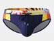 Slip da bagno da uomo con stampa patchwork sexy con coulisse ad asciugatura rapida