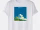 T-shirt a maniche corte casual in cotone con stampa grafica di paesaggi da uomo Collo